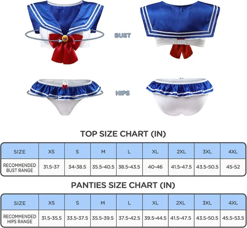 Vista 4 de Littleforbig Conjunto de lencería sexy con cuello marinero sin mangas, espalda descubierta, bikini para niñas