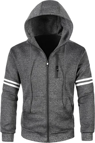Vista 3 de Chrisuno Sudadera con capucha de forro polar suave para hombre, sudadera con capucha y cremallera