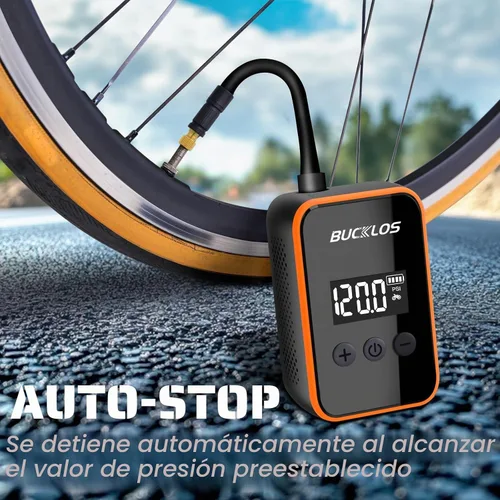 Vista 5 de BUCKLOS Mini bomba de bicicleta eléctrica portátil con manómetro máximo