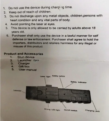 Vista 3 de Pistola paralizante, pistolas paralizantes con pasador de desactivación de seguridad. Cargador de pared incluido