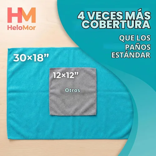 Vista 2 de HELOMOR 3 paños de limpieza de microfibra extra grandes, toallas de piso de 30 x 18 pulgadas para trapeador de escobilla de goma, trapos de limpieza