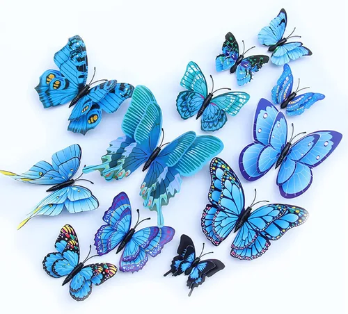 Vista 11 de Calcomanías de pared de mariposa monarca para el hogar, calcomanías de mariposa 3D, calcomanías de pared de árbol para pasteles y cupcakes
