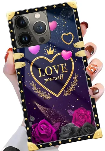 Vista 14 de Funda compatible con iPhone 14 Pro Max (6.7 pulgadas), hermosa mariposa Flosers dorada, de lujo, suave TPU duro, parte trasera de policarbonato