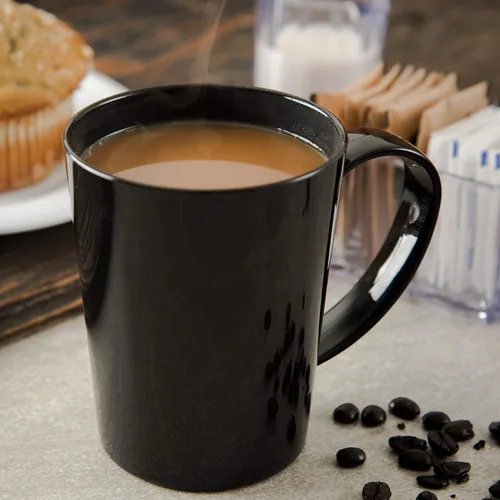 Vista 3 de Carlisle FoodService Products Taza Taza de Café de Plástico con Asa Grande para Bufés, Hogar y Restaurante, Tritan, 12 Onzas, Negro, (Paquete de 12)