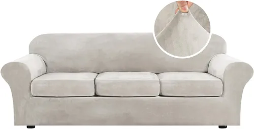 Vista 60 de H.VERSAILTEX - Funda elástica para sofá de 2 piezas, funda protectora de terciopelo, suave, con parte inferior elástica, con un ancho de hasta 49
