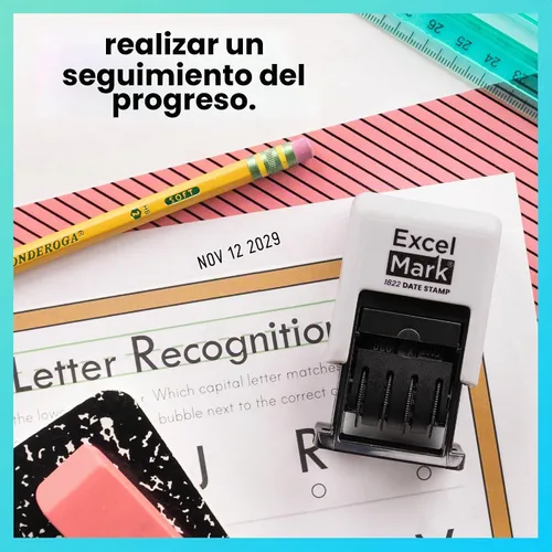 Vista 8 de ExcelMark 1822 Timbre de fecha – Perfecto para envíos, recepciones, fechas de vencimiento y fechas de pago (tinta negra, montura gris)