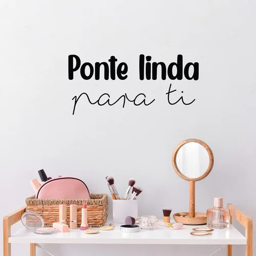 Vista 2 de Calcomanía de vinilo para pared, Ponte Linda para Ti/Get Cute for You, 11.6 x 25 pulgadas, inspiradora y encantadora calcomanía femenina con cita