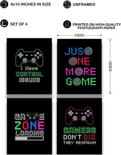 Vista 3 de Decoración de sala de juegos para niños, cosas geniales para tu habitación, cueva de hombre, dormitorio, sala de juegos o bar, juego de 4 accesorios