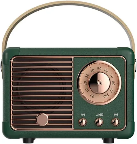 Vista 6 de Altavoz Bluetooth retro, altavoz Bluetooth inalámbrico, lindo estilo antiguo para cocina, dormitorio, oficina, fiesta, al aire libre, altavoz