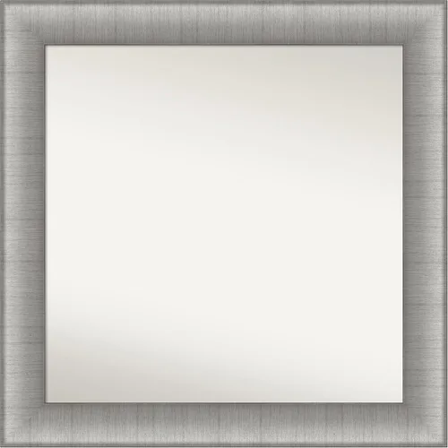 Vista 113 de Amanti Art Espejo de baño plateado para sobre el fregadero, 28 x 37 pulgadas, elegante espejo rectangular de peltre cepillado, marco de madera