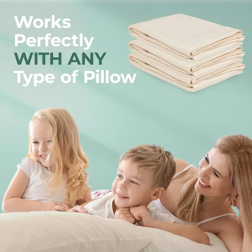 Vista 7 de Funda para almohadas de algodón orgánico por Snuggle-Pedic - Kool-Flow tejido transpirable, elástico y de puntos , Algodón orgánico, Natural