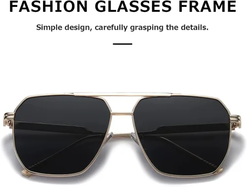 Vista 5 de kimorn Gafas de sol polarizadas para mujer y hombre, retro, de gran tamaño, cuadradas, vintage, clásicas, grandes, de metal, K1221