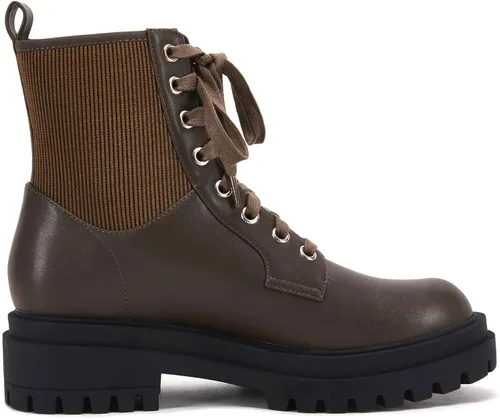 Vista 5 de VETASTE Botas de tobillo con cordones para mujer, puntera redonda, tacón bajo y grueso, botines de combate de invierno