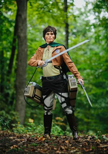 Vista 6 de Deluxe Eren Jaeger Costume Anime Cosplay Attack on Titan Mens Costume