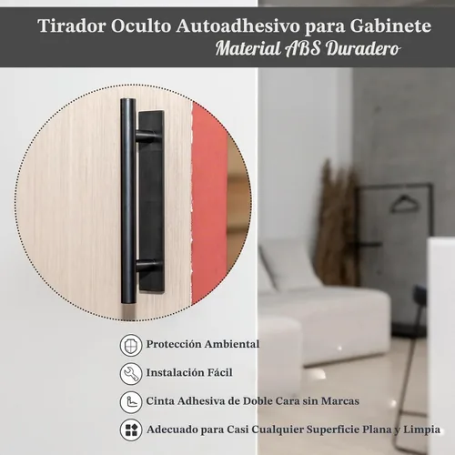 Vista 4 de Barydat Paquete de 50 tiradores autoadhesivos para cajones de plástico ABS, manijas de gabinete, manijas de gabinete para muebles de puertas Negro