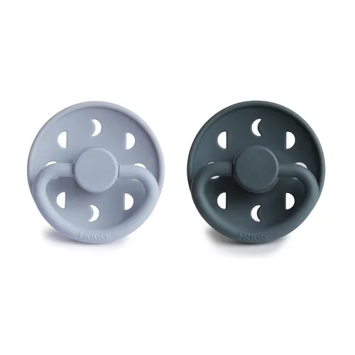 Vista 2 de FRIGG Moon SilkySoft - Chupete de silicona para bebé, fabricado en Dinamarca, sin BPA (azul polvo/pizarra, 6-18 meses)