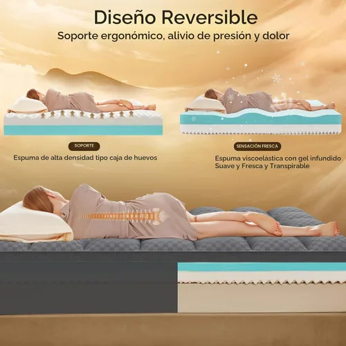 Vista 2 de Cubrecolchón tamaño Twin, cubrecolchón de espuma viscoelástica de 4.5 pulgadas para el dolor de espalda - espuma viscoelástica refrescante de 2.5