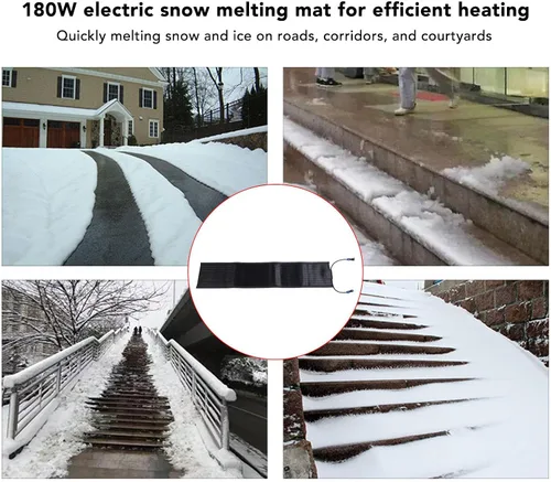 Vista 4 de TOPINCN Snow Melting Mat Heated Snow Melting Mat 180W Electric Snow Melting Mat Heated Outdoor Doormat for Winter Entrances Steps Road (US Plug 120V)