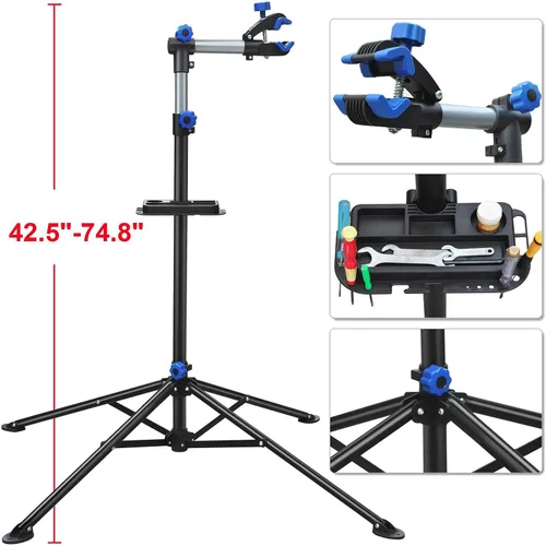 Vista 4 de Yaheetech Soporte de reparación de bicicletas Pro Rack ajustable 52 - 75in w/brazo telescópico