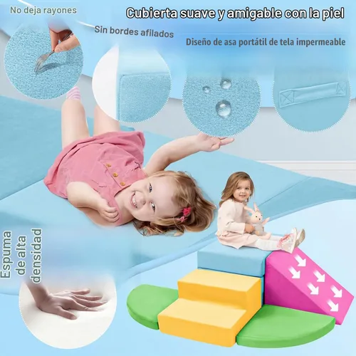 Vista 4 de 5 piezas de bloques de espuma para escalar para niños pequeños de 1 a 3 años, bloques de escalada para bebés seguros para interiores, juguetes