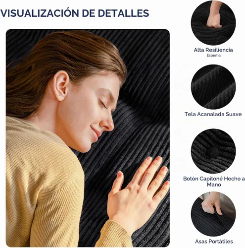 Vista 7 de MAXYOYO Silla convertible, silla plegable con respaldo ajustable, sofá cama plegable versátil, silla tapizada con cordón con marco, silla reclinable