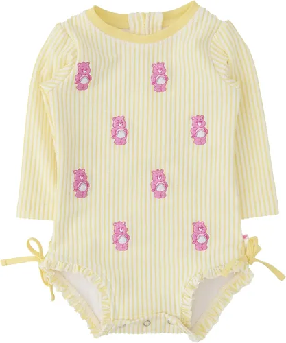 Vista 8 de RuffleButts - Traje de baño de una pieza con mangas largas, de seersucker, con protección solar UPF 50+ para bebé/niñas Seersucker de plátano