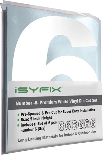 Vista 10 de iSYFIX - Calcomanías de vinilo blancas con número 0 (cero) - Juego de 6 unidades de 1.5 pulgadas autoadhesivas - Decalcomanías premium troqueladas