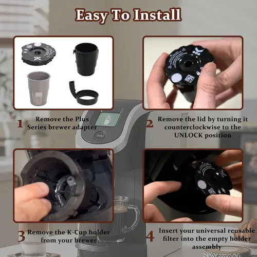 Vista 7 de K250 - Filtro de café molido reutilizable compatible con Keurigg My K Cup 2.0 1.0 K300 K350 K375 K400 K450 K475 - Filtro de café molido recargable