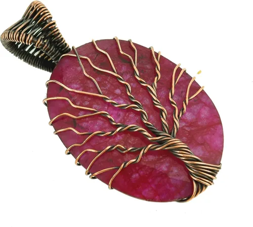 Vista 9 de Tree Of Life Natural Gemstone Pendant Copper Wire Wrapped Jewelry Necklace