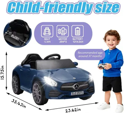 Vista 3 de Vehículo de paseo con licencia Mercedes-Benz CLS 350 de 12 V para niños, camión para montar con control de padres, suspensión de resorte, ruedas