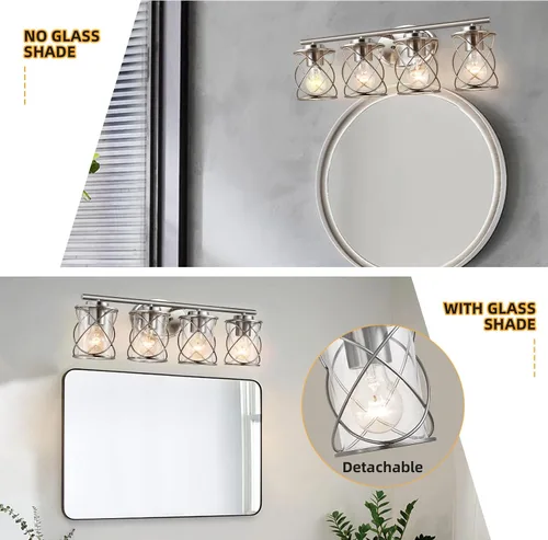 Vista 2 de mavcadonf Accesorios de Iluminación de Tocador de Baño Sobre Espejo, Lámpara de Pared Moderna de 4 Luces para Espejo, Cocina, Sala de Estar