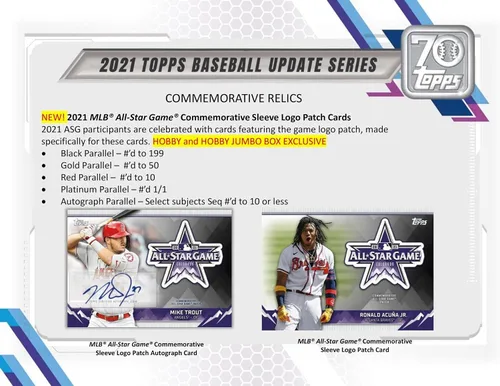 Vista 7 de Caja de hobby 2021 Topps Update Baseball (24 paquetes/14 tarjetas, 1 paquete plateado, Auto o Mem)