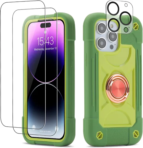 Vista 69 de Funda para iPhone Se3/iPhone Se2, iPhone 6/6S, iPhone 7/iPhone 8 de 4.7 pulgadas con soporte de anillo, con 2 protectores de pantalla resistentes