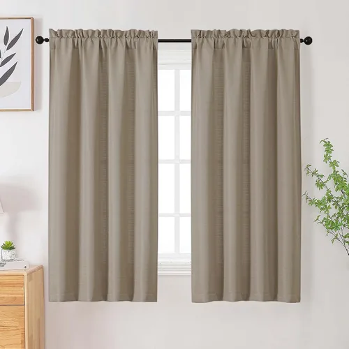 Vista 49 de Cortinas de lino para dormitorio y sala de estar de 96 pulgadas de largo, juego de 2 paneles, con bolsillo para cortinero, filtrado de luz, textura