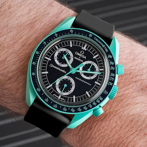 Vista 3 de Correa de reloj para Omega X Swatch Moonswatch Correa de reloj Speedmaster 20MM de liberación rápida de goma de repuesto