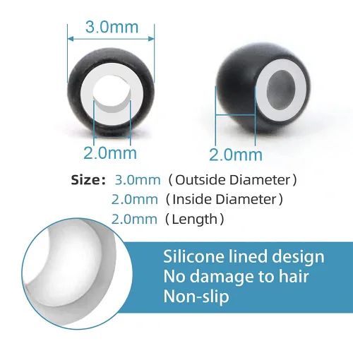 Vista 4 de 1000 cuentas precargadas de nano-cuentas forradas de silicona de 0.118 pulgadas para extensiones de cabello, extensiones de cabello humano