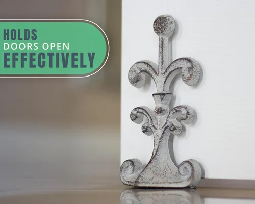 Vista 5 de Comfify - Tope para puerta de hierro fundido, diseño de flor de lis - metal, resistente, rústico, clásico, reciclado, idea de regalo decorativo