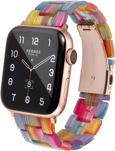 Vista 35 de HOPO Compatible With Apple Watch Band Thin Lightweight Resin Strap Bracelet Fashion Wristband Replacement For iWatch Bands Series Ultra 11 10 9 8 7