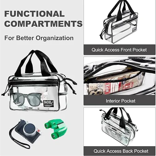 Vista 4 de Rough Enough - Bolso de mano transparente para mujer, para eventos, conciertos, deportes, aficionados, moda, lindo y elegante
