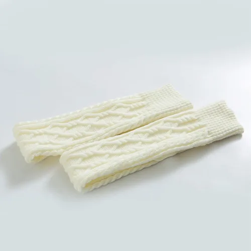 Vista 4 de SherryDC Calcetines de punto trenzado hasta el muslo para mujer, medias de bota extra largas de invierno, calentadores de piernas 1 - Blanco