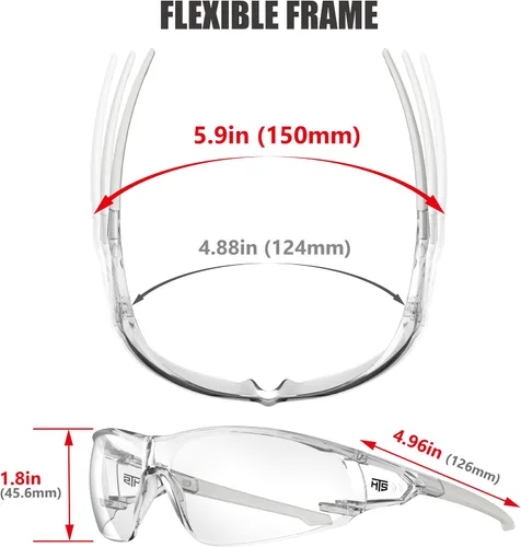 Vista 5 de HTS HUNTERSKY ANSI Z87.1 Gafas de seguridad antivaho envolventes transparentes, gafas de laboratorio para pickleball y química con resistencia a