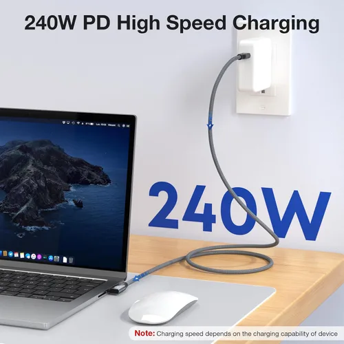 Vista 4 de QCEs Cable de monitor USB C en ángulo recto de 3.3 pies con salida de video a monitor portátil 8K USB C 3.2 Gen 2x2 Cable de video de 20 Gbps
