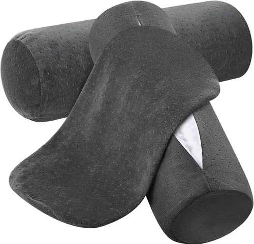 Vista 8 de 2 fundas de almohada cervical de terciopelo de 16 x 6 pulgadas con cremallera, solo fundas de almohada de cuello redondo, fundas de almohada
