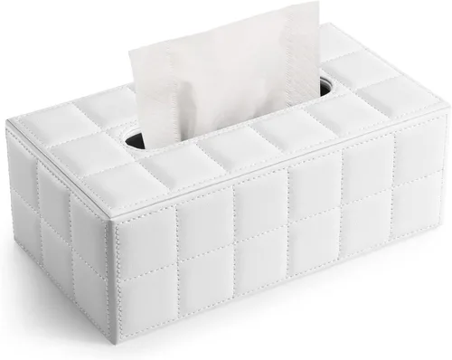 Vista 10 de KINGFOM Funda de caja de pañuelos de cuero sintético PU, soporte rectangular para caja de pañuelos con fondo magnético, dispensador de servilletas