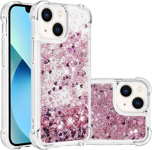 Vista 14 de LEMAXELERS Funda para iPhone 15 de 6.1 pulgadas, Bling Glitter Liquid Clear Case Flotante Arenas movedizas a prueba de golpes Funda protectora