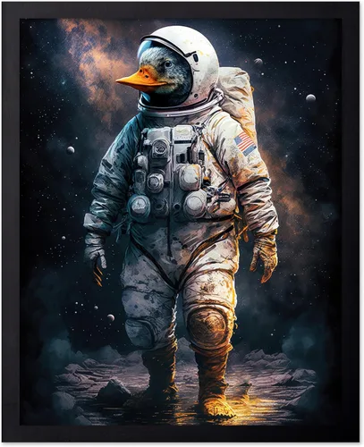 Vista 20 de Poster Master Póster vintage de animales – Impresión retro divertida – Regalo para artista, amigo – Oso Grizzly en traje espacial, astronauta, luna