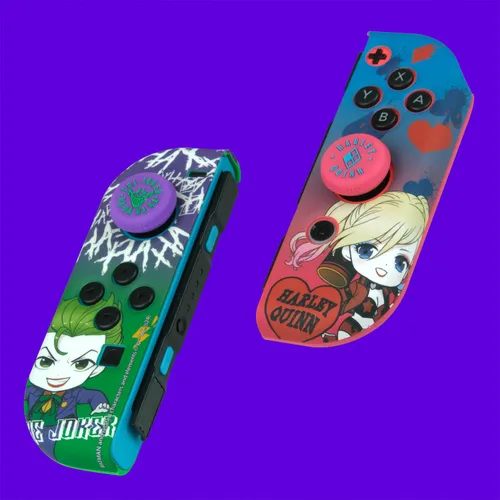 Vista 3 de FRTEC – Combo Pack Switch Joker and Harley Quinn, Compatible with Switch and OLED, Grips Protectors, Customization, Easy to Install