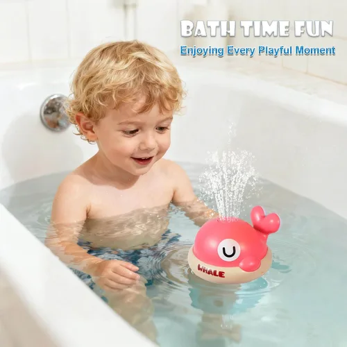 Vista 5 de Juguetes de baño para bebés, juguetes de baño para niños de 1 a 3 años, juguetes de bañera recargables con rociador de ballenas iluminados, juguetes