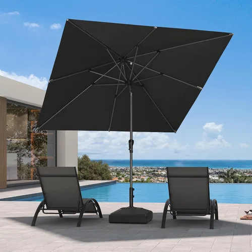 Vista 102 de PURPLE LEAF - Sombrilla de patio rectangular de 6' x 4', sombrilla de mesa para exteriores con marco de aluminio, sombrilla de mercado, sombrilla