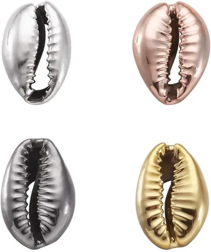 Vista 18 de Cheriswelry 100 cuentas de concha para hacer pulseras, conchas de cauri, cuentas espaciadoras de verano, playa, cuentas ovaladas para hacer